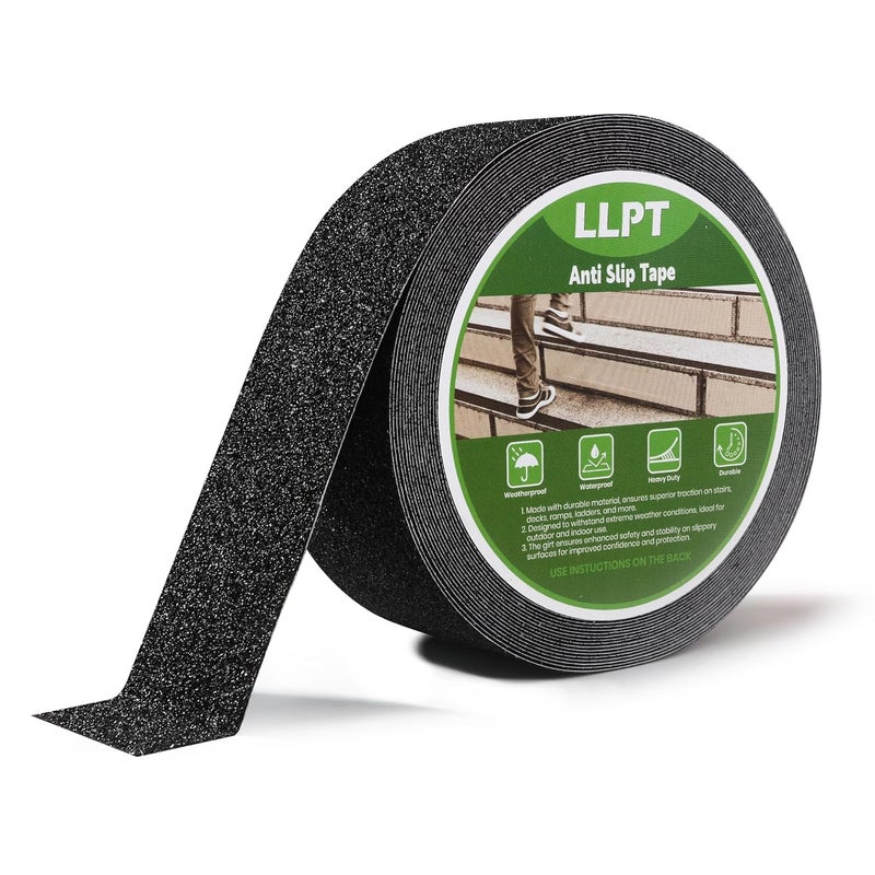LLPT Grip Tape 2" x 36 Ft Ft Black Heavy Duty Anti Slip Tape for Stairs Waterproof Outdoor Indoor Non Slip Traction Strips for Stair Steps Boats Ramp Staircase Tread (ASB211) - Image 1